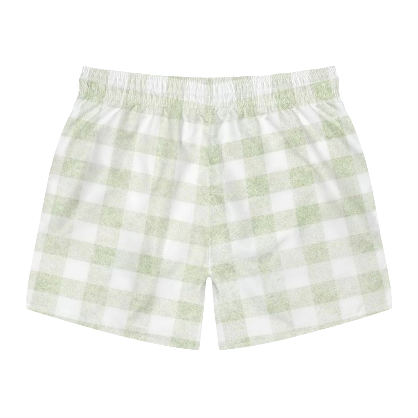 Men’s Green & White Plaid Swim Trunks