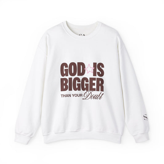 God Is Bigger Than Your Fear Brown Unisex Crewneck
