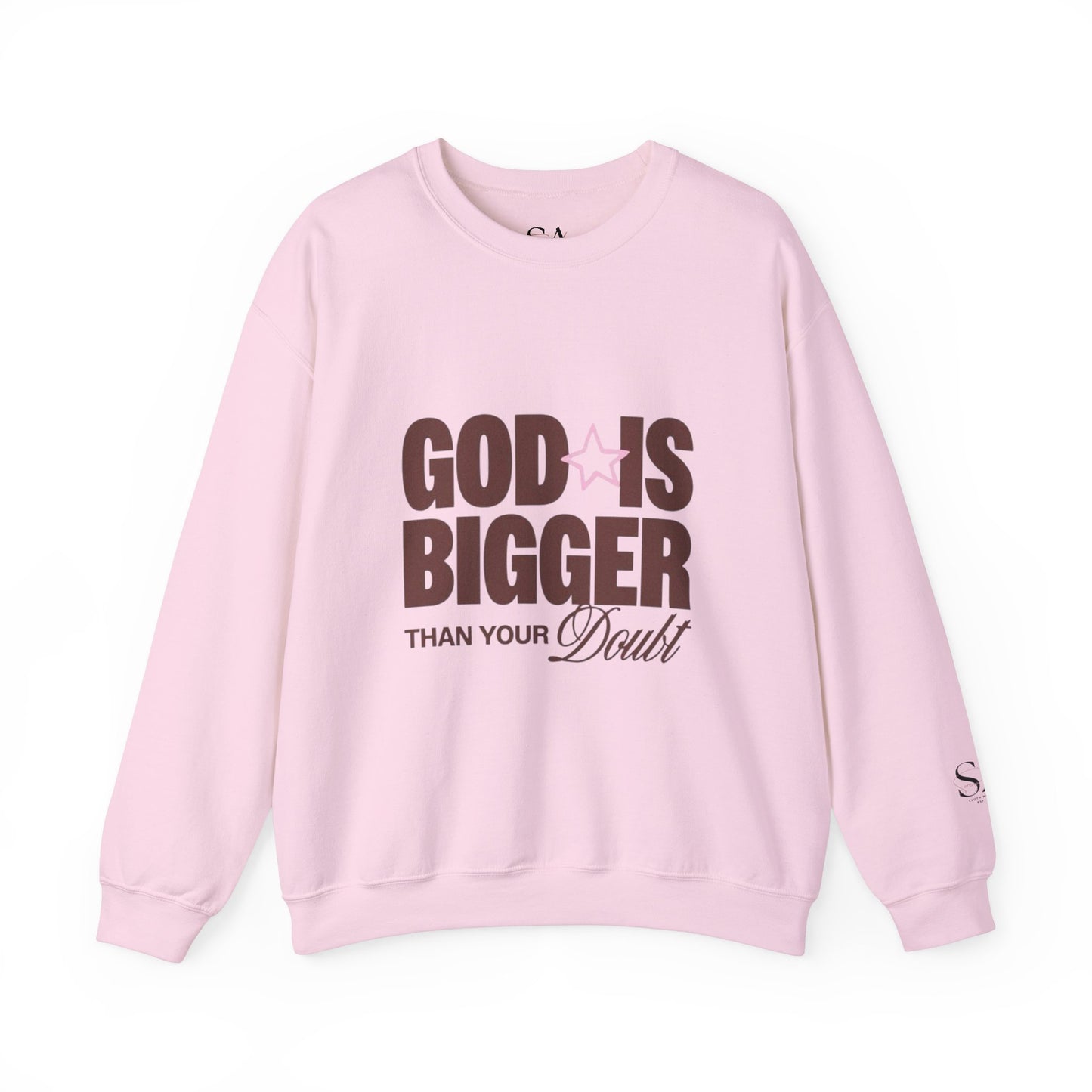 God Is Bigger Than Your Fear Brown Unisex Crewneck