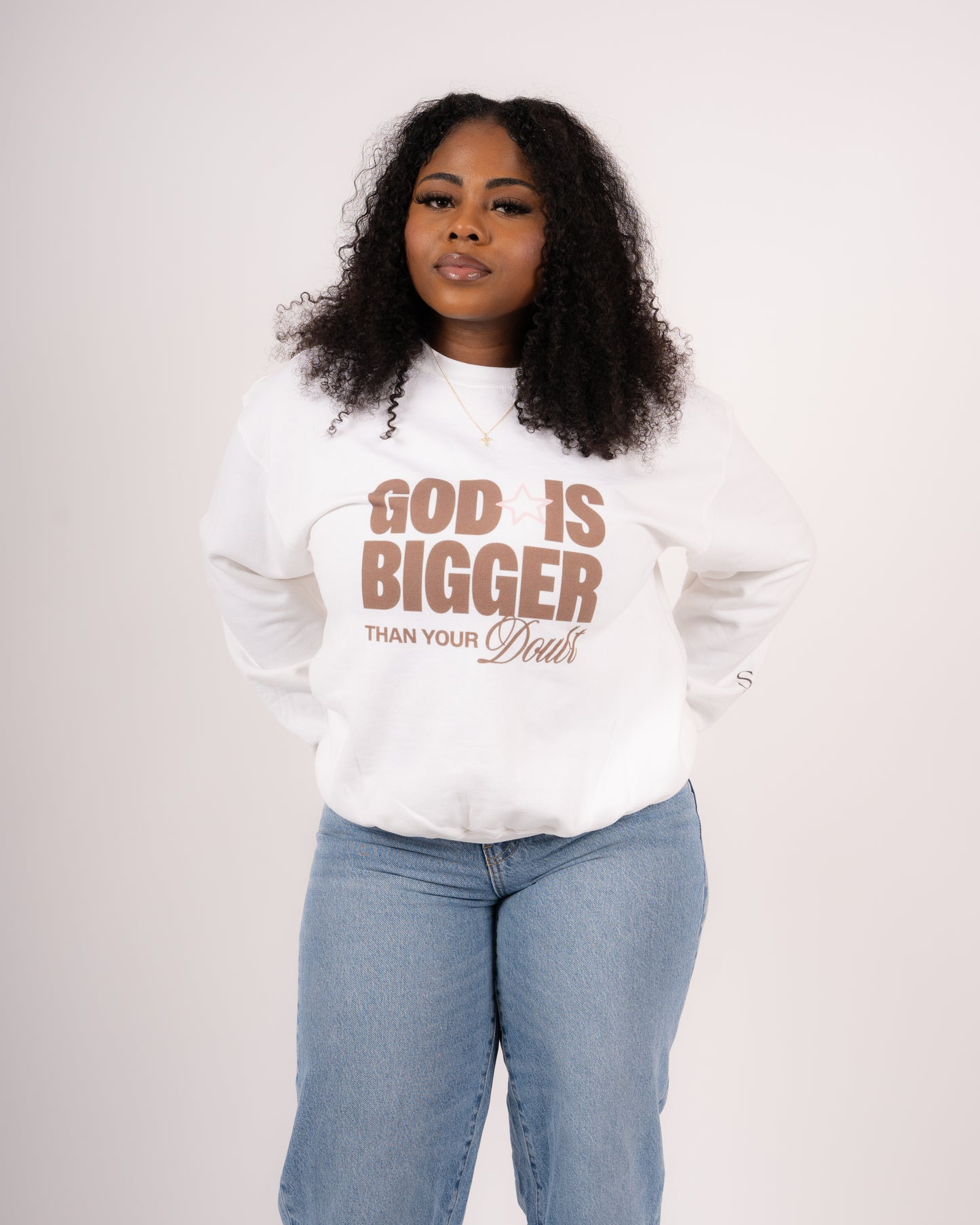 God Is Bigger Than Your Fear Brown Unisex Crewneck