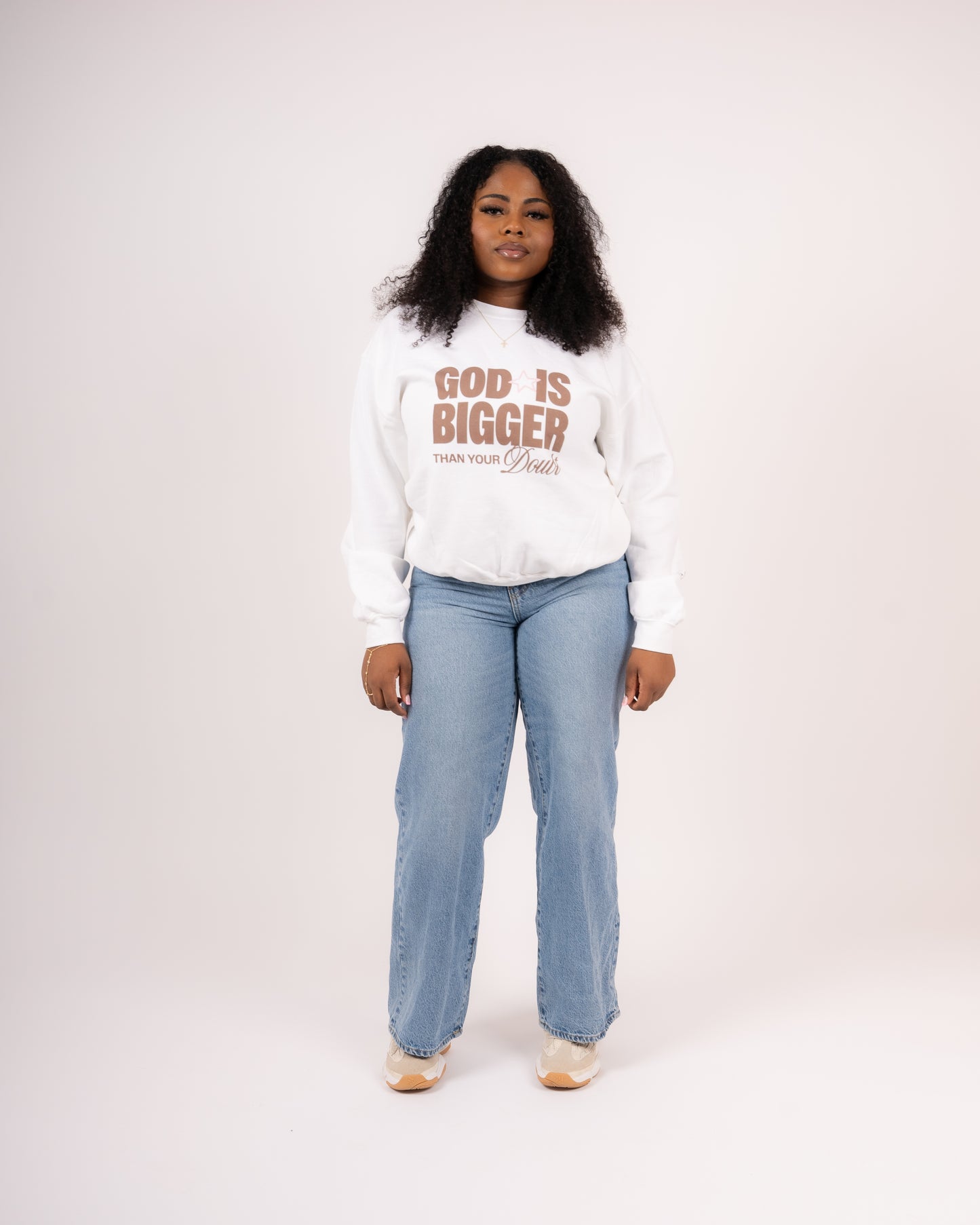 God Is Bigger Than Your Fear Brown Unisex Crewneck