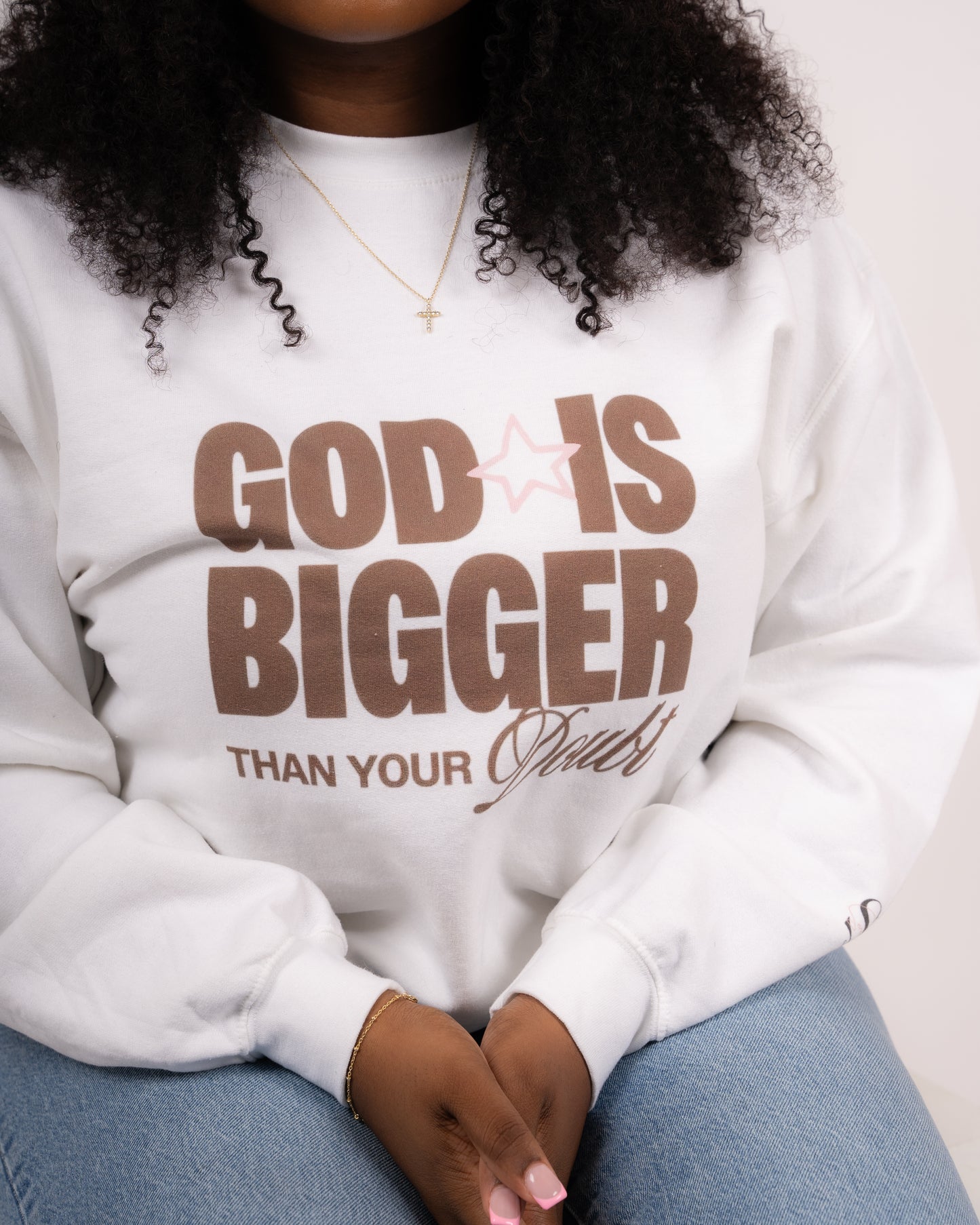God Is Bigger Than Your Fear Brown Unisex Crewneck
