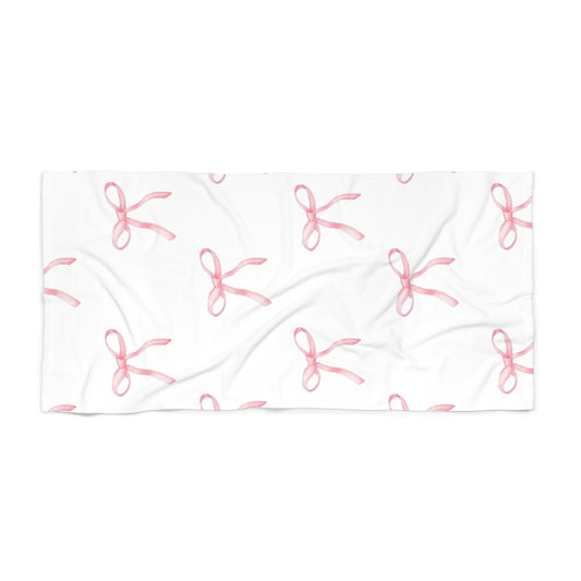 Pink Bow Beach Towel