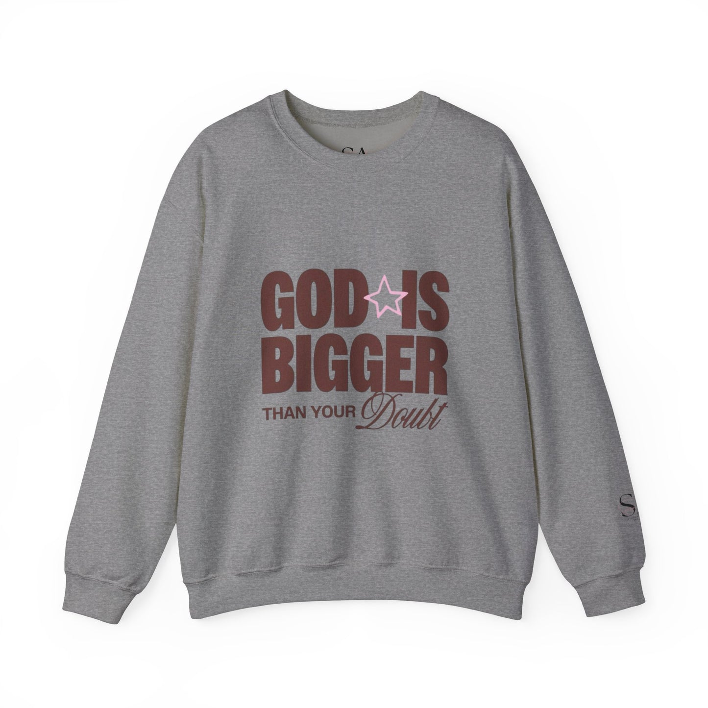 God Is Bigger Than Your Fear Brown Unisex Crewneck