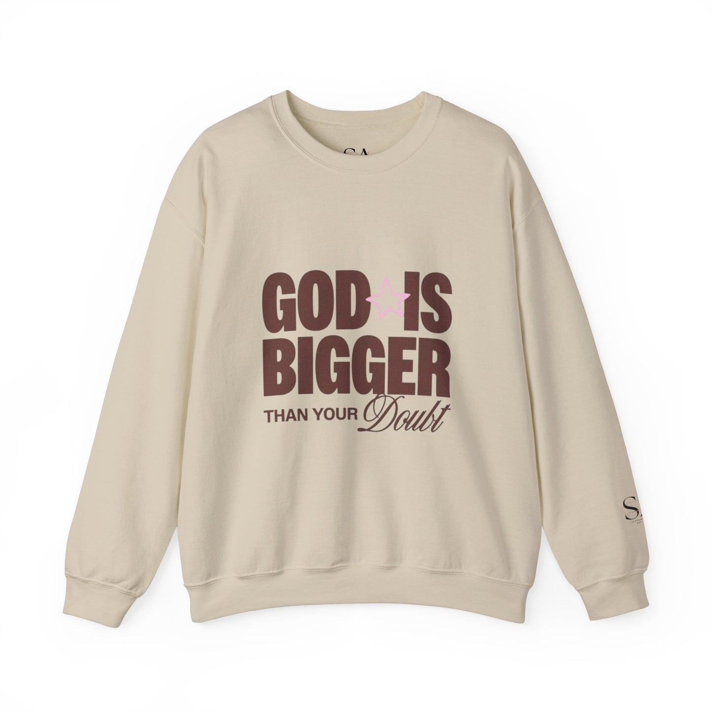 God Is Bigger Than Your Fear Brown Unisex Crewneck