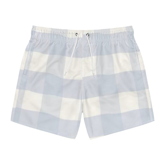 Blue&White Plaid Swim Trunks Men